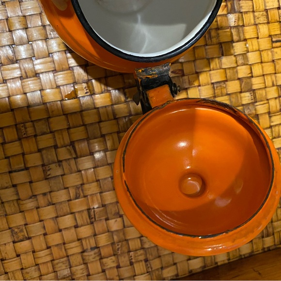 VTG Small Orange Enamel Teapot Made In Poland - Picture 8 of 8